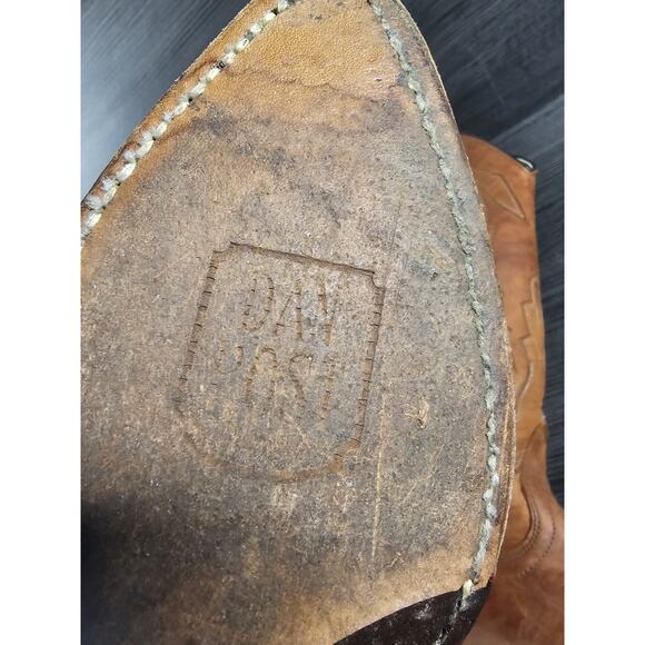 Vintage Dan Post Womens Marlboro Boot Size 7 M Tan Brown Leather Western P2552 - Picture 8 of 11